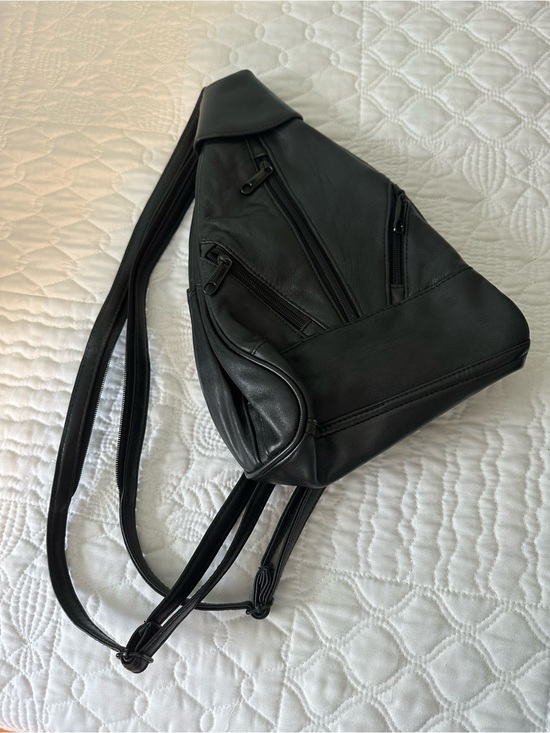 Black Leather Backpack Shoulder Bag main image 4